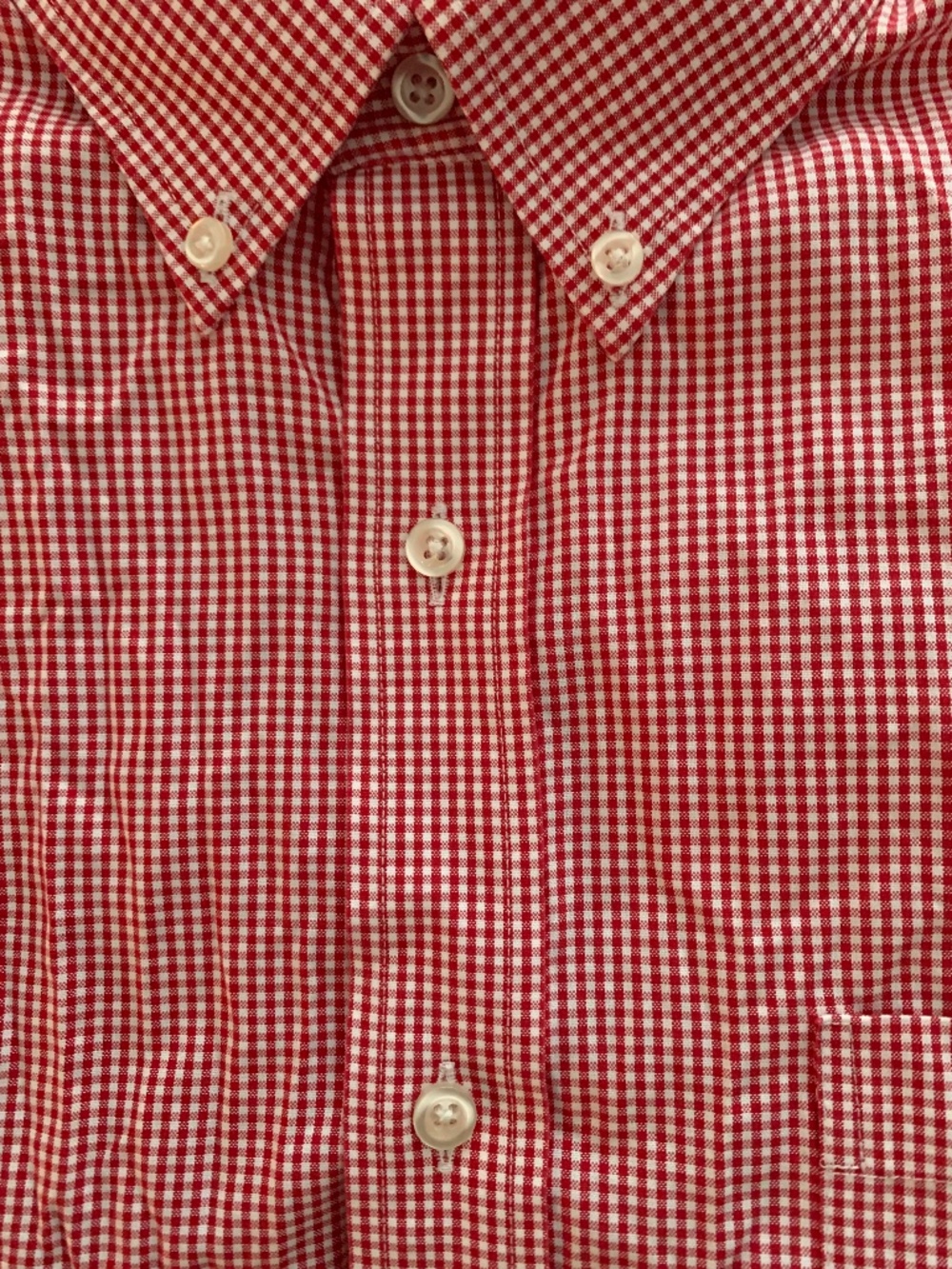 Lands’ End No Iron Pinpoint Oxford Red Gingham Shirt 15.5 32